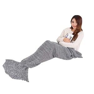 Urban Outfitters Dark Grey Knit Mermaid Blanket